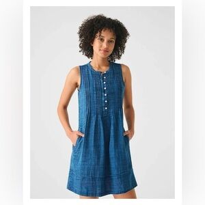 Faherty Dream Cotton Gauze Isha Dress in Indigo size XS